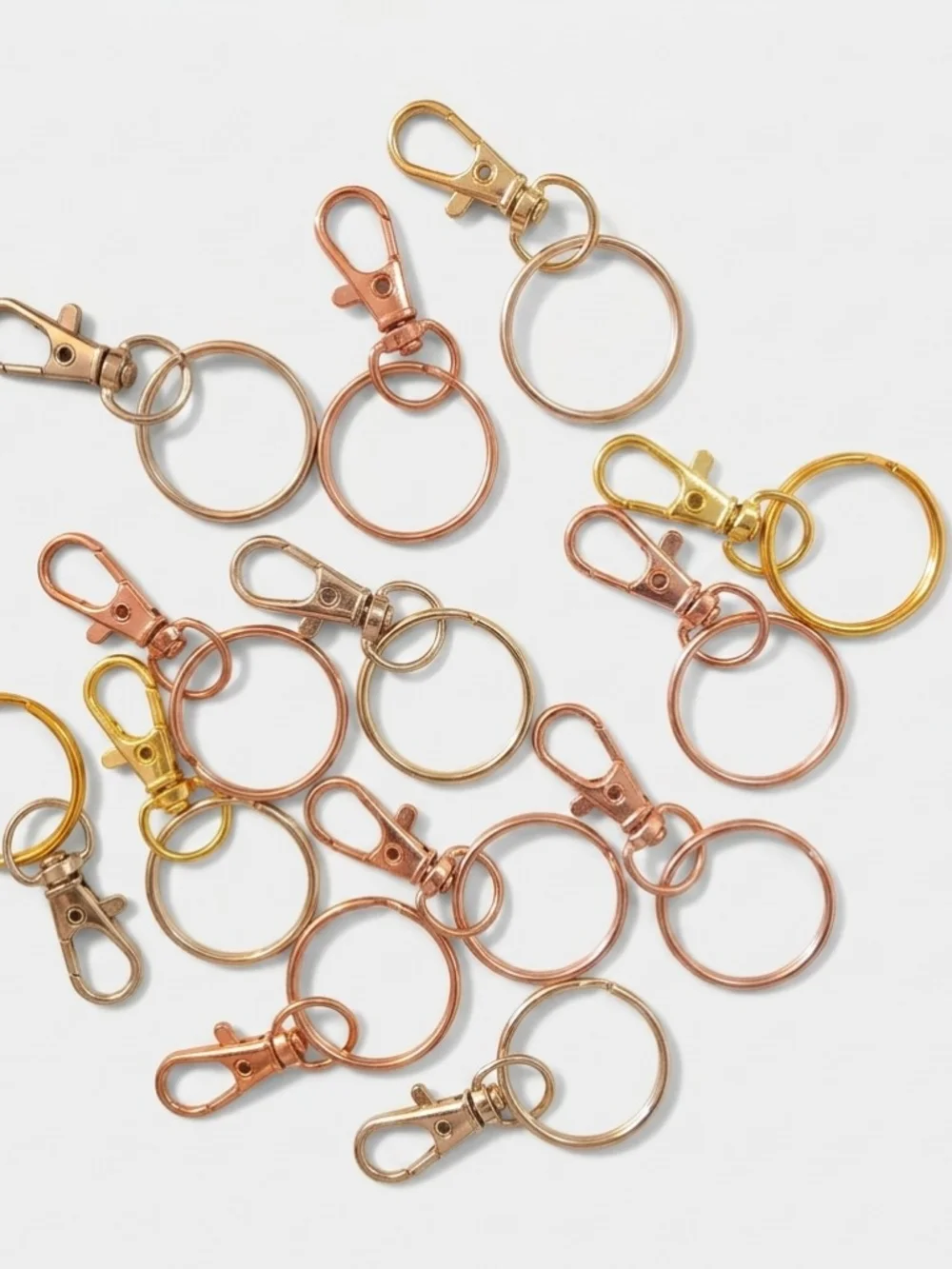 Metal Keyring Set with Lobster Clasps - Rose Gold, Gold 13 Count